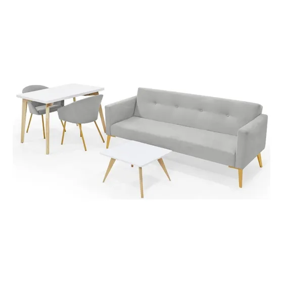 Sala Turquia Con Set De Comedor Lugo Matiz 2p Color Plata