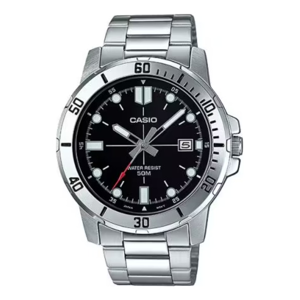 Relogio Casio Masculino Mtp-vd01d 1evu Prateado Preto Correia Prata Bisel Prata Relogio Casio Masculino Mtp-vd01d 1evu Prateado Preto Correia Prata Bisel Prata