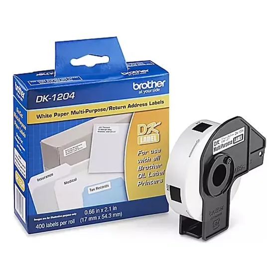 Etiquetas Brother Multiproposito Dk-1204 17 Mm X 54mm 400 Un