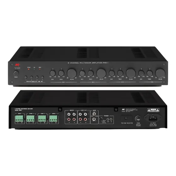 Amplificador Multizona 8 Canais De 50w 4 Zonas Aat Pmr-1 Cor Preto Potência De Saída Rms 400 W