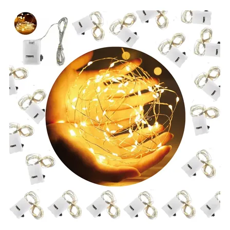 Pack X 20 Luces Alambre De Led 50cm Con Pilas Incluidas Cálida
