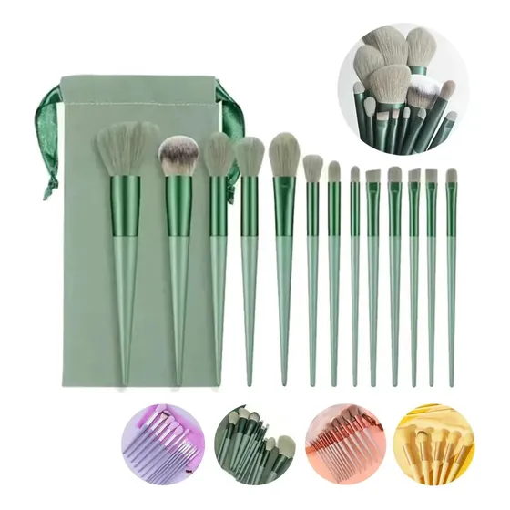 Super Kit De 13 Pinceles Y Brochas Para Maquillaje + Bolso