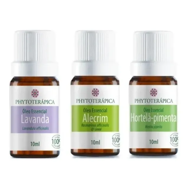 Kit Lavanda + Hortela-pimenta + Alecrim -oleo Essencial 10ml