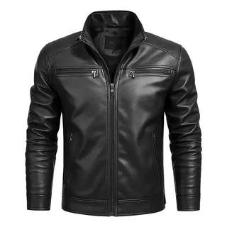 Jaqueta De Couro Masculina Slim Forrada Sem Capuz Jaqueta De Couro Masculina Slim Forrada Sem Capuz