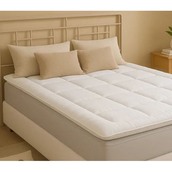 Pillow Top Protetor Colchão Cama Casal 400 Fios Toque Macio Cor Branco Desenho Do Tecido Liso