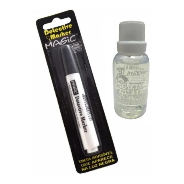 Caneta Mágica  Tinta Invisível Luz Negra + Frasco