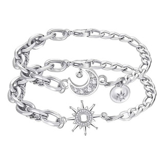 Pulseira Casal Sol E Lua Presente De Natal 2 Peças Y Pulseira Casal Sol E Lua Presente De Natal 2 Peças Y