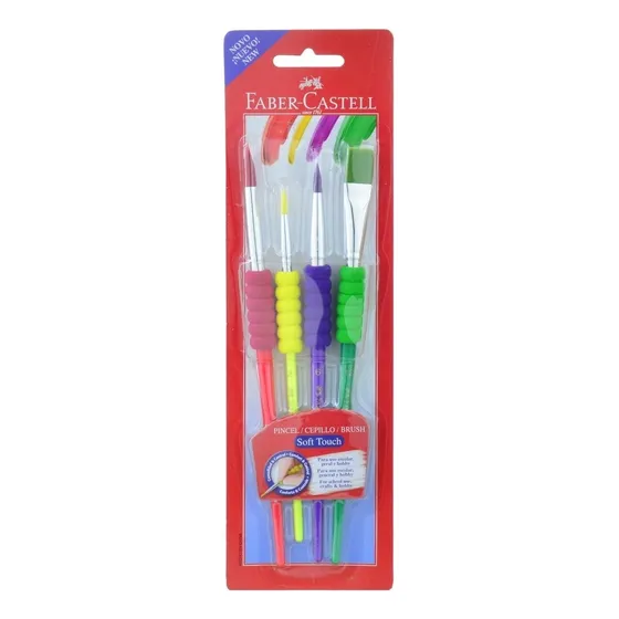Kit de Pinceles para pintura n° 4 Faber-Castell Soft Touch Pincel Soft Touch pack x 4 unidades