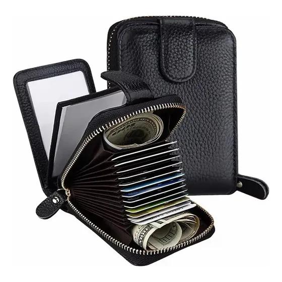 Tarjetero Cartera De Cuero Moda Porta Tarjetas Multi Ranuras
