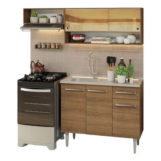 Mueble Cocina Compacta 165cm C/ Mesón Acero Emilly Madesa 01