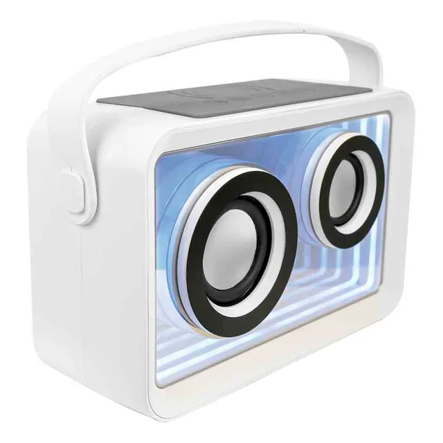 Bocina Portatil Bluetooth Usb Resiste Al Agua Luces Led 15 W Blanco