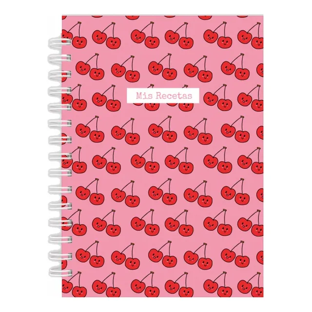 Cuaderno Recetario Tapa Dura A5 Anillado Modelo Cerezas