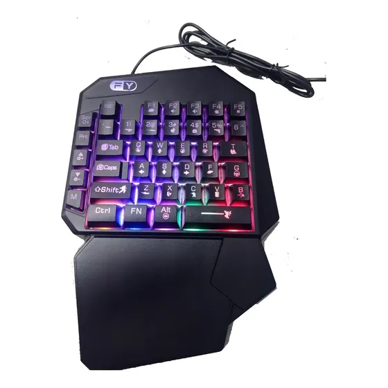 Teclado Gamer P/ Celular One Hand Semi-mecânico Rgb Usb Cor de teclado Preto