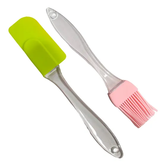 Set Espatula + Pincel Silicona 19cm Pasteleria Utensilio Bz3 Color