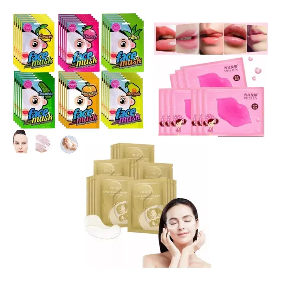 Set Skincare 12 Mascarillas Facial 12 Labios 12ojeras Parche