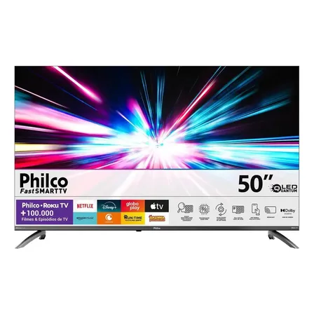 Smart TV Philco 50" Polegadas 4K UHD Roku TV HDR10 Dolby Audio WiFi P50CRB