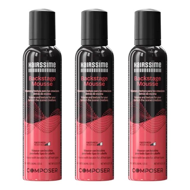 Mousse Hairssime Con Keratina Backstage 225gr Fijación X3