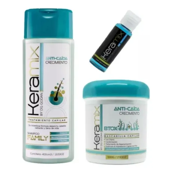 Combo Keramix Shampoo Anti-caída, Mascarilla Y  Ampolla