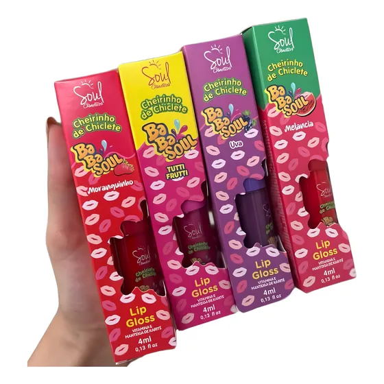 Lip Gloss Kit 4un - Tutti Frutti Melancia Uva Moranguinho