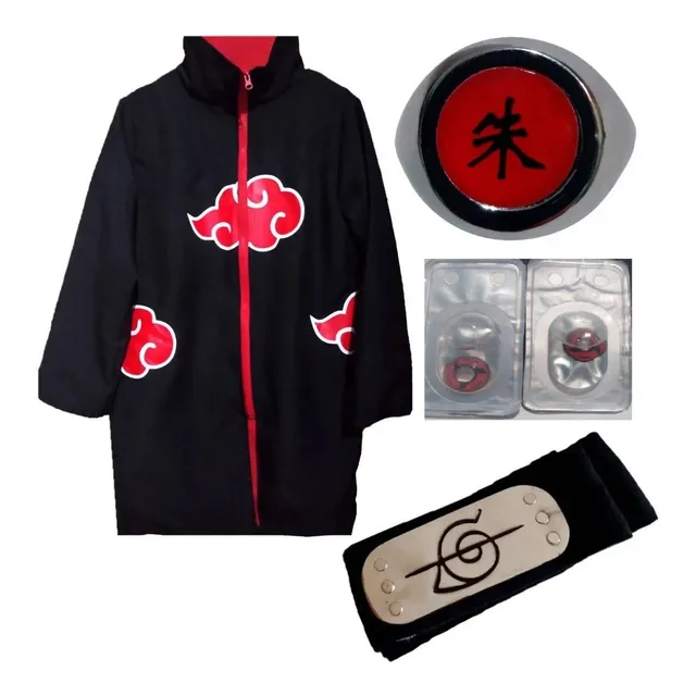 Naruto Disfraz Itachi Uchiha Gabán Anillo Bandana Lentes 