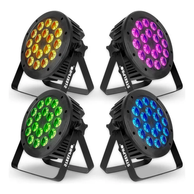Cañon Par Led 4 Piezas 18x15 Watts Rgbw + Ambar Steelpro