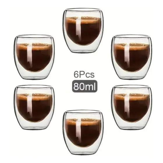 Set 6 Vasos Doble Pared 80ml Borosilicato
