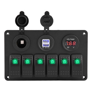 12 V 24 V 6 Gang Coche Barco Led Panel Interruptor Rocker Du 12 V 24 V 6 Gang Coche Barco Led Panel Interruptor Rocker Du