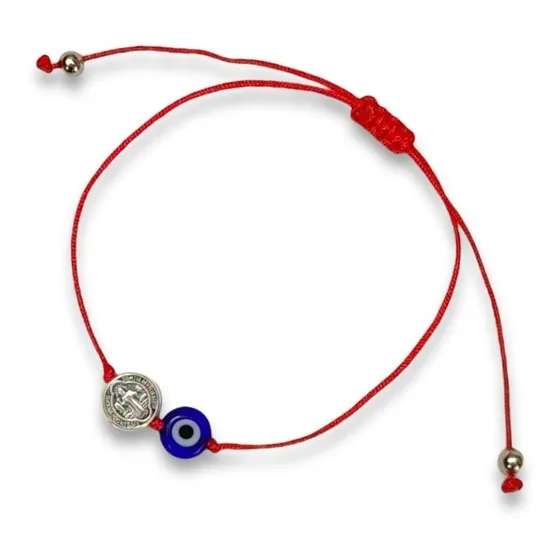 Pulsera San Benito Ojo Turco Hilo Rojo Nudos Protección