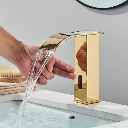 Torneira Banheiro Automática Sensor Baixa Misturador Dourado Dourado