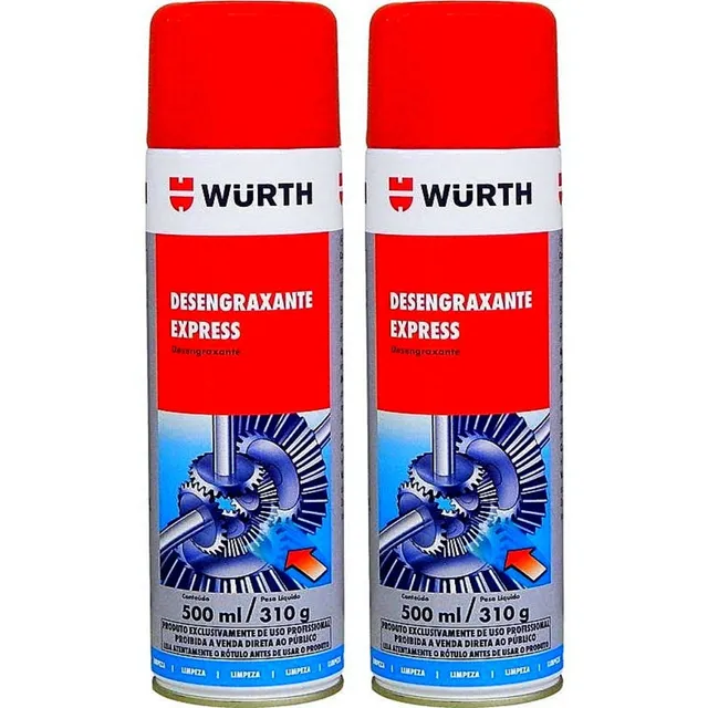 02 Desengraxante Express 500ml Wurth Limpa Freio Óleo Motor