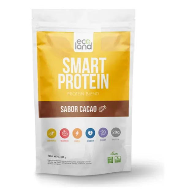Proteina Vegetal Smart Protein Ecoland 500gr Sin Gluten Sabor Cacao