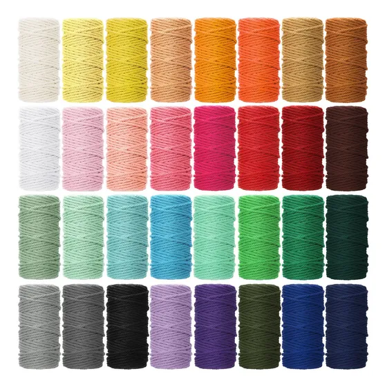 Cuerda De Macramé De Algodón Natural A Granel 32 Rollos