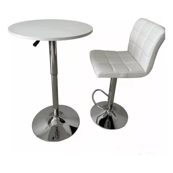 Mesa Alta Bar/ Barra Desayunador Regulable Redonda Mdf