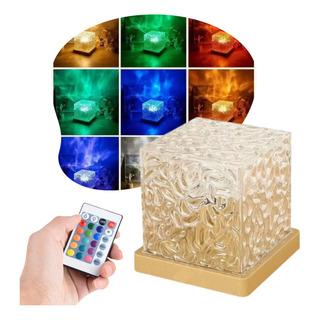 Luminåria Cristal Led Cubo 16cores Projeção Efeito Ondas Mar Luminåria Cristal Led Cubo 16cores Projeção Efeito Ondas Mar