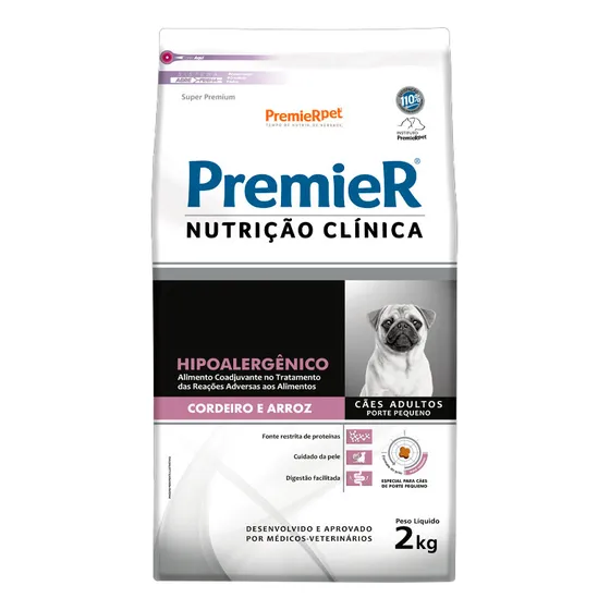 Ração Premier Clínica Hipoalergênico Cães de Pequeno Porte Cordeiro e Arroz 2kg