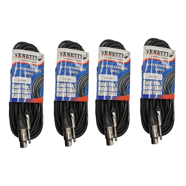 Set 4 Cables Microfono Xlr Canon 6m Venetty 750-1410