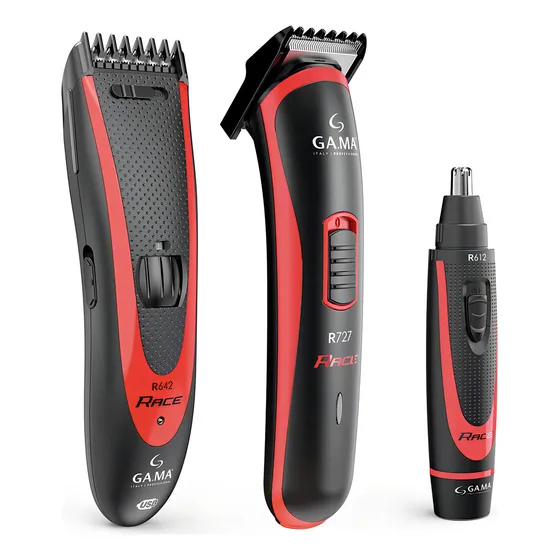 Set Corta Pelo Corta Barba Trimmer Nariz Gama Italy Race 649 USB