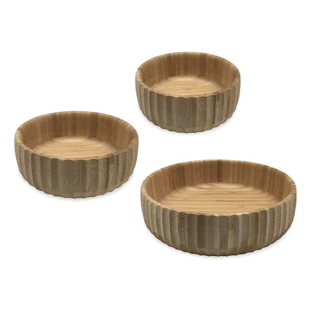 Kit 3 Bowls Canelados De Bambu - Oikos Marrom-claro Kit 3 Bowls Canelados De Bambu - Oikos Marrom-claro