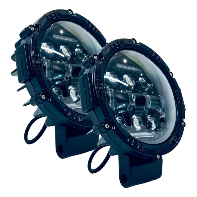 Juego X2 Faros Reflector Led Lupa 18cm Ata/baja Suv Utv 4x4