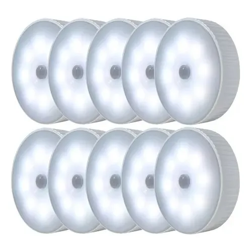 Lampara Sensor Movimiento 10 Pza Closet Alacenas Cocinas Usb Color Blanco