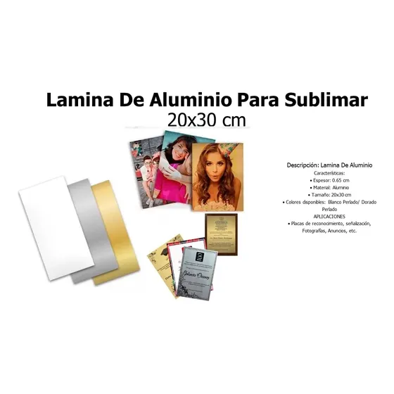 Lamina De Aluminio Para Sublimar 20x30 Cm
