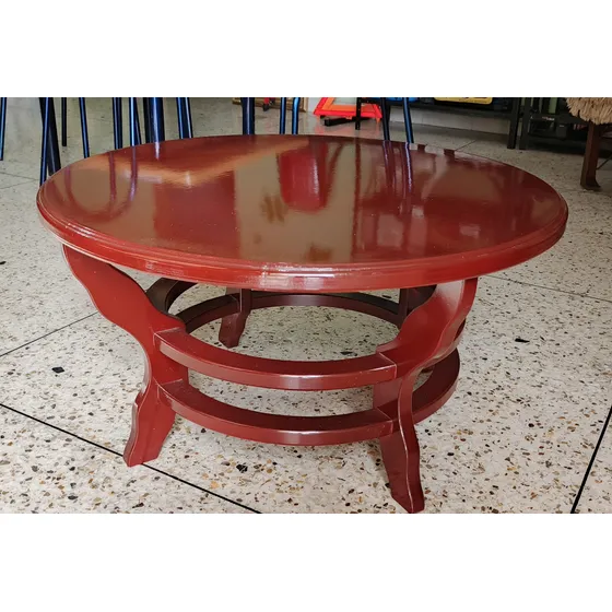 Mesa Redonda De Centro De Madera Laqueada