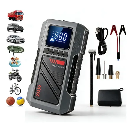 Partida Auxiliar Automotiva Com Compressor De Ar 8000mah