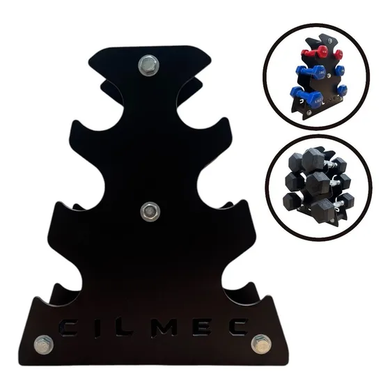 Rack Mancuernas 3 Niveles / Acero / Alta Resistencia. Negro