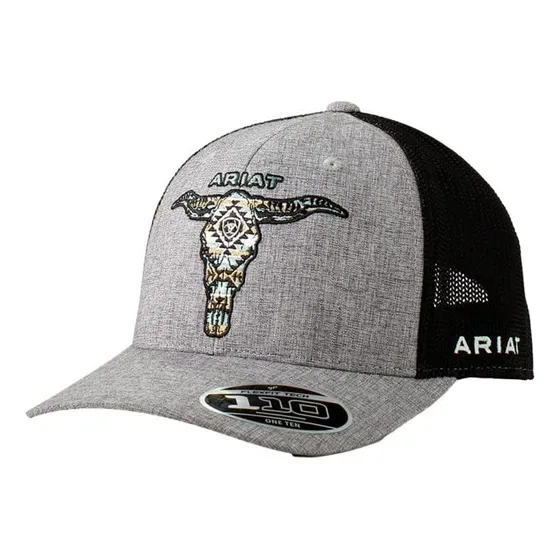 Ariat Longhorn Gris Gorra De Béisbol - Western Hombres Tr...