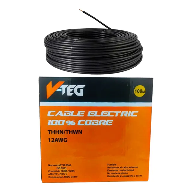 Cable Numero 12 100% Cobre 7 Hilos Awg Thhn 90°c X 100 Mts