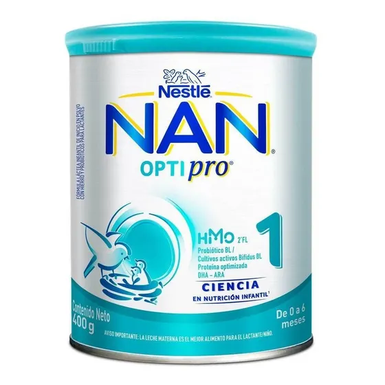 Leche de fórmula en polvo sin TACC Nestlé Nan Optipro 1 en lata de 1 de 400g - 0 a 6 meses