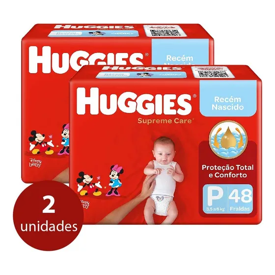 Kit Fraldas Huggies Supreme Care Mega P - 96 Fraldas