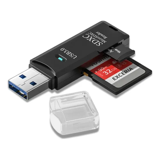 Lector De Memoria Usb 3.0 Adaptador Micro Sd A Usb 3.0 Universal Color Negro