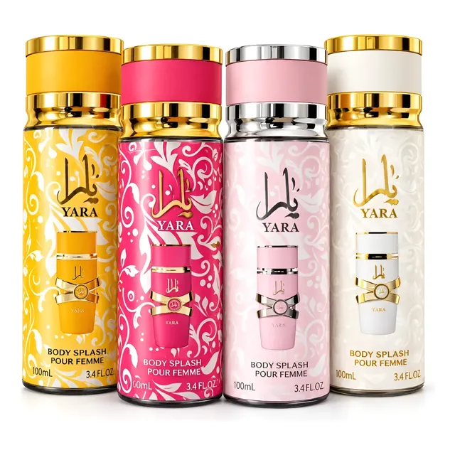 Kit 4 Body Splash Árabe Feminino Pink Rose Yellow White 90ml